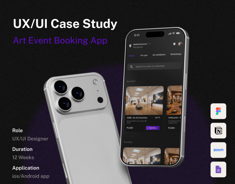 Art Event Discovery App booking screen